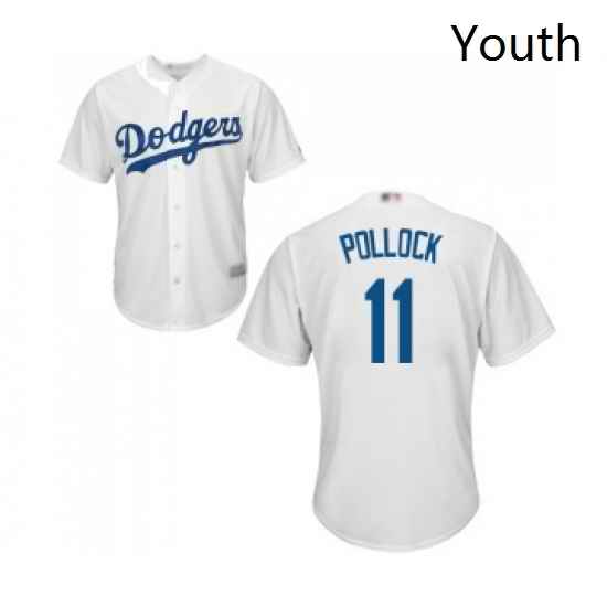 Youth Los Angeles Dodgers 11 A J Pollock Authentic White Home Cool Base Baseball Jersey